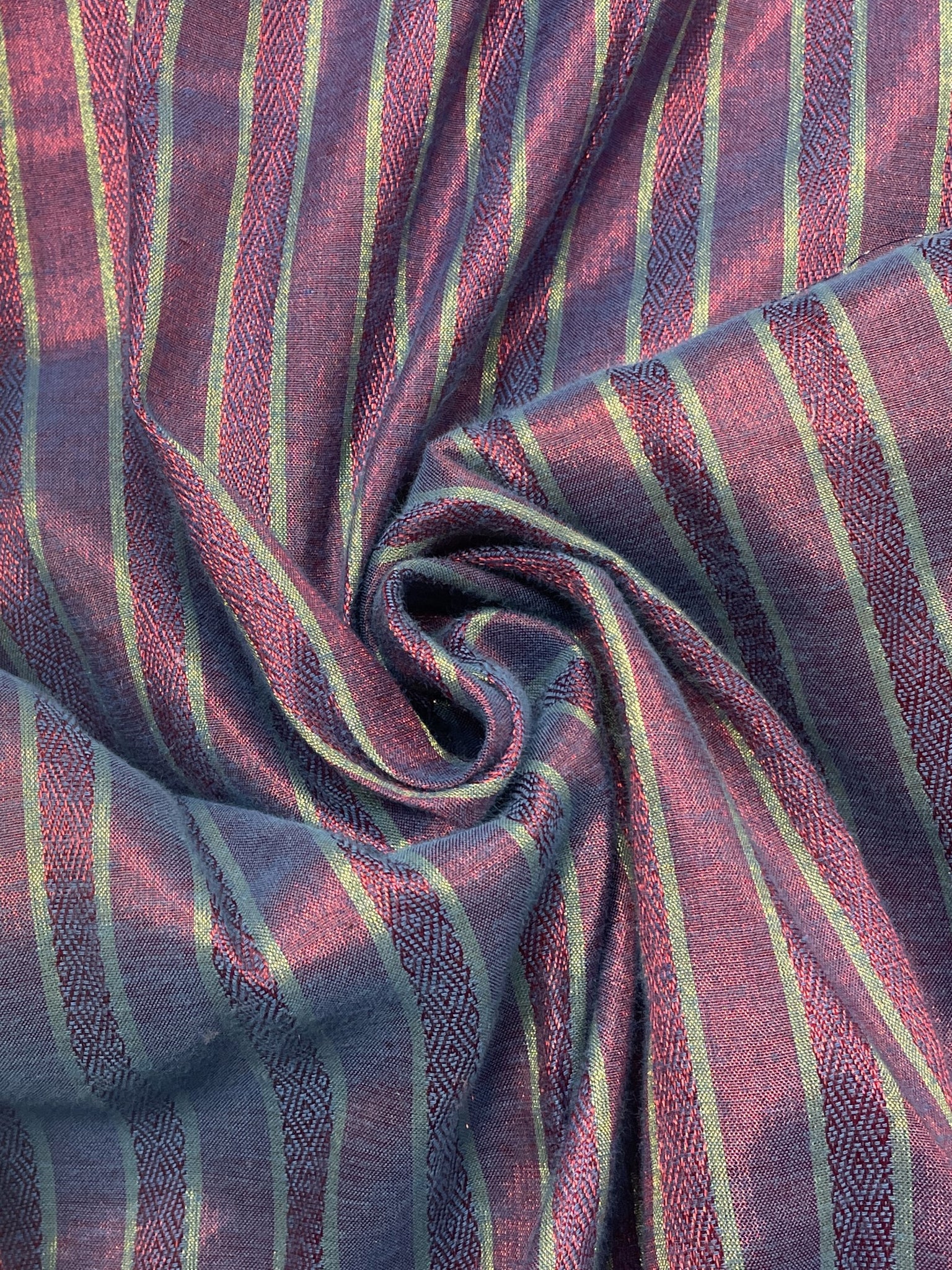 Cotton/Nylon Iridescent Yarn-Dyed Stripes Vintage - Red, Purple and Gold