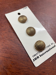 Buttons Metal Set of 2 or 3 - Brass & Black Checks