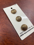 Buttons Metal Set of 2 or 3 - Brass & Black Checks