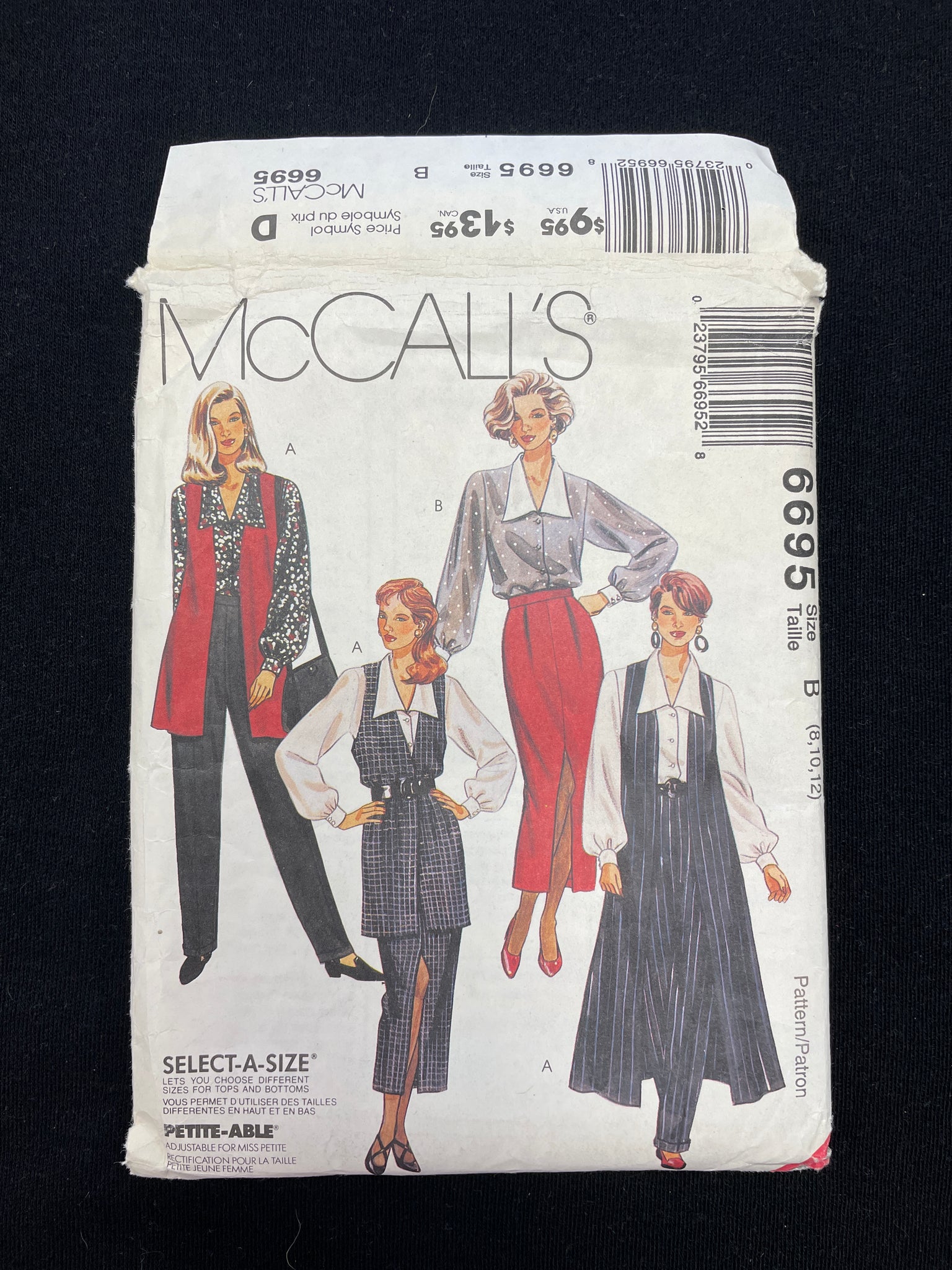 1993 McCall's 6695 Sewing Pattern - Vest, Shirt, Skirt and Pants FACTORY FOLDED