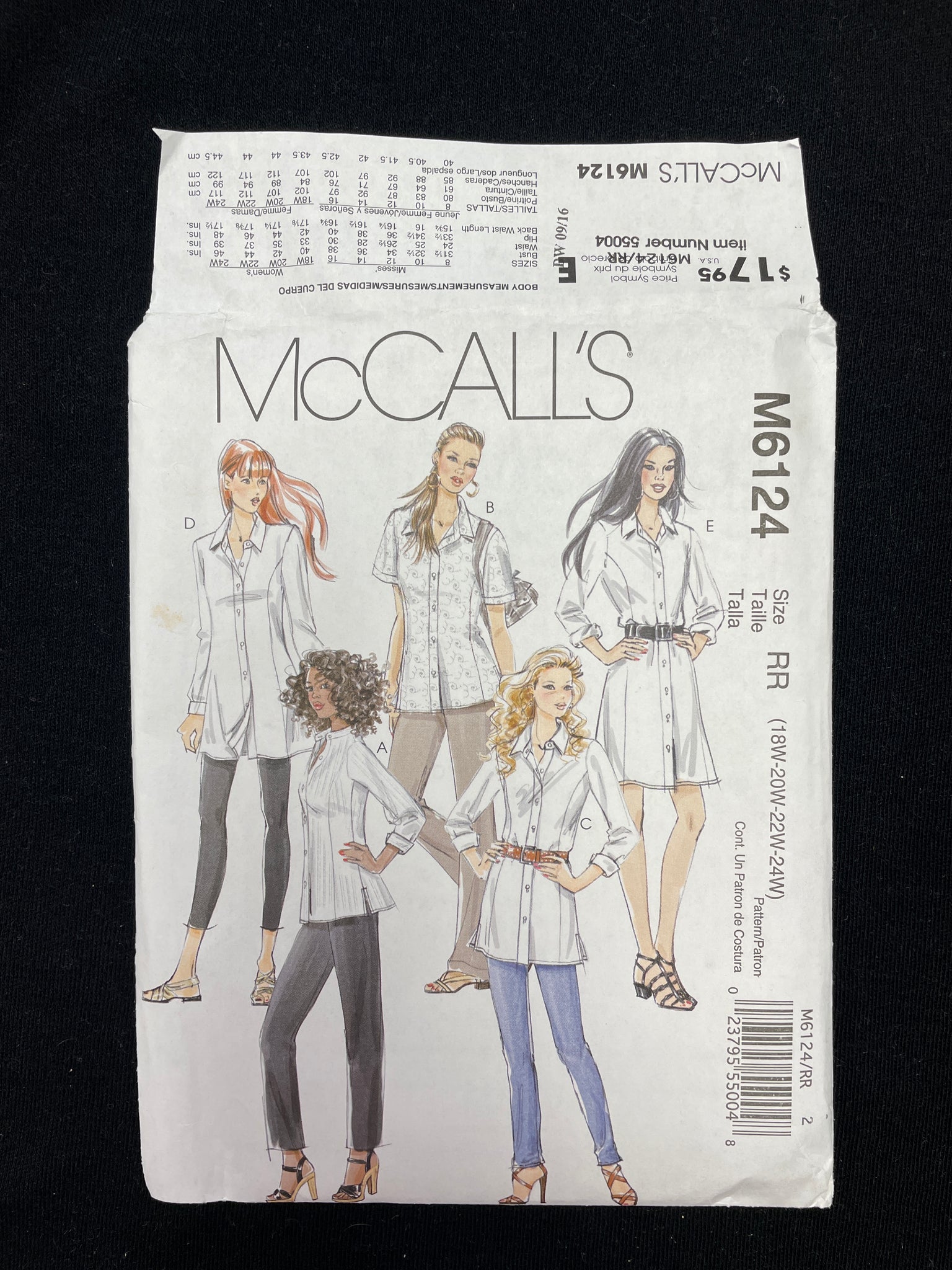 2010 McCall's 6124 Sewing Pattern - Button-Up Shirt and Dress FACTORY FOLDED