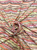 2 YD Nylon Stretch Knit Printed Stripe - Pinks, Pale Green, Yellow and Gray