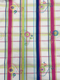 2 3/8 YD Cotton Yarn-Dyed Plaid - Bright Pink, Green and Blue with Embroidered Floral Paisley