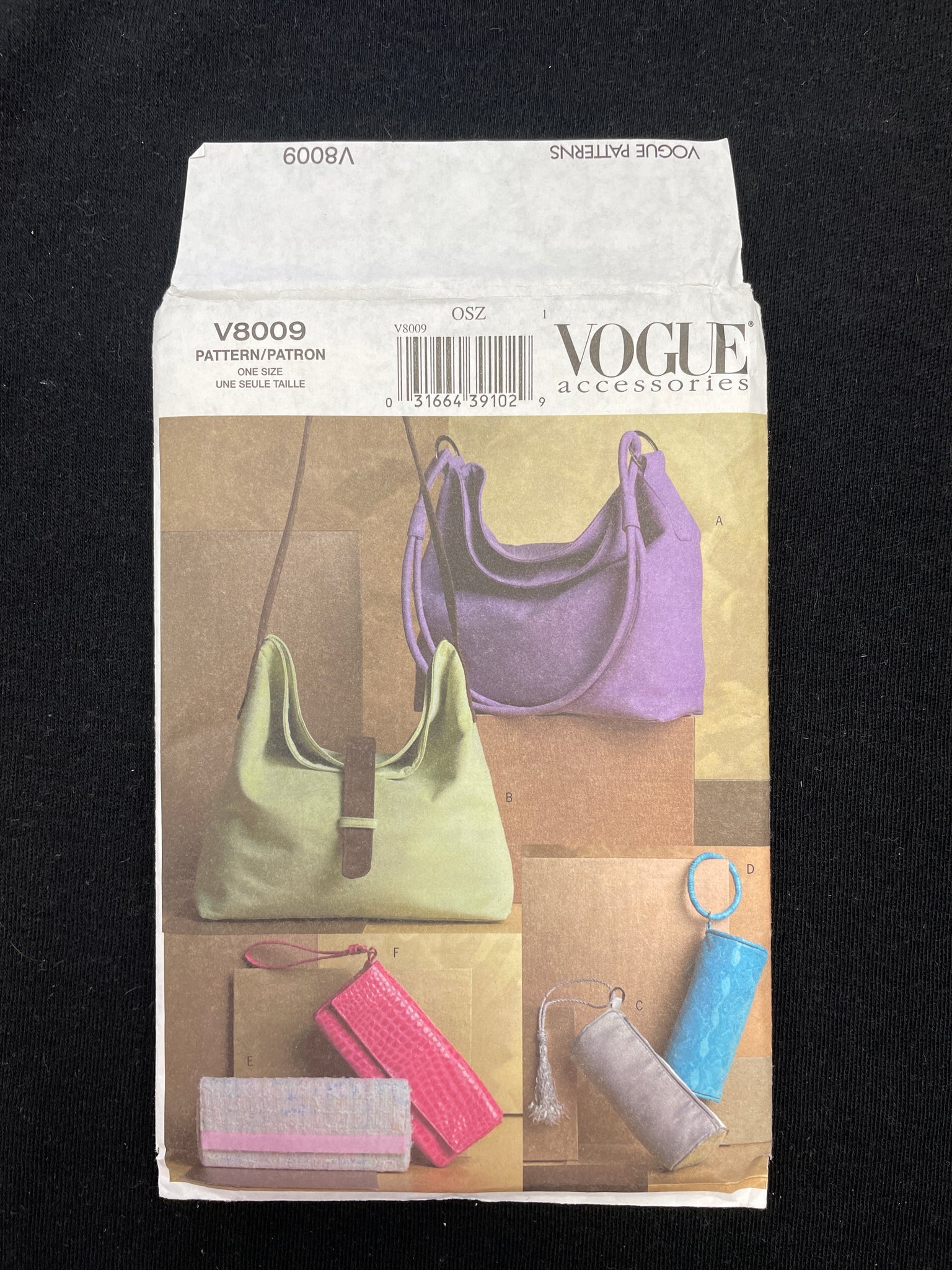 2004 Vogue 8009 Sewing Pattern - Purses and Handbags FACTORY FOLDED