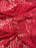 1 YD Poly Stretch Knit Floral Lace - Red