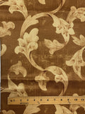 7/8 YD Polyester Herringbone Remnant - Printed Mottled Tan with Beige Filigree