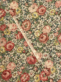 3 YD Quilting Cotton Vintage - All Over Flowers in Muted Pinks, Greens, and Blue on Brown