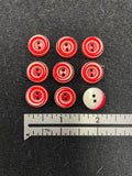 Buttons Plastic Set of 8 or 9 - Red and White Swirl