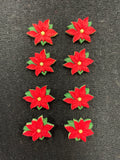 Buttons Plastic Set of 6 - Poinsettias