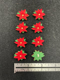 Buttons Plastic Set of 6 - Poinsettias