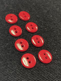 Buttons Plastic Set of 6 or 8 - Shiny Tomato Red