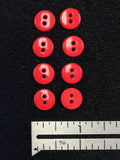 Buttons Plastic Set of 6 or 8 - Shiny Tomato Red