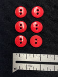 Buttons Plastic Set of 6 or 8 - Shiny Tomato Red