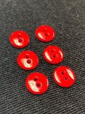 Buttons Plastic Set of 6 or 8 - Shiny Tomato Red