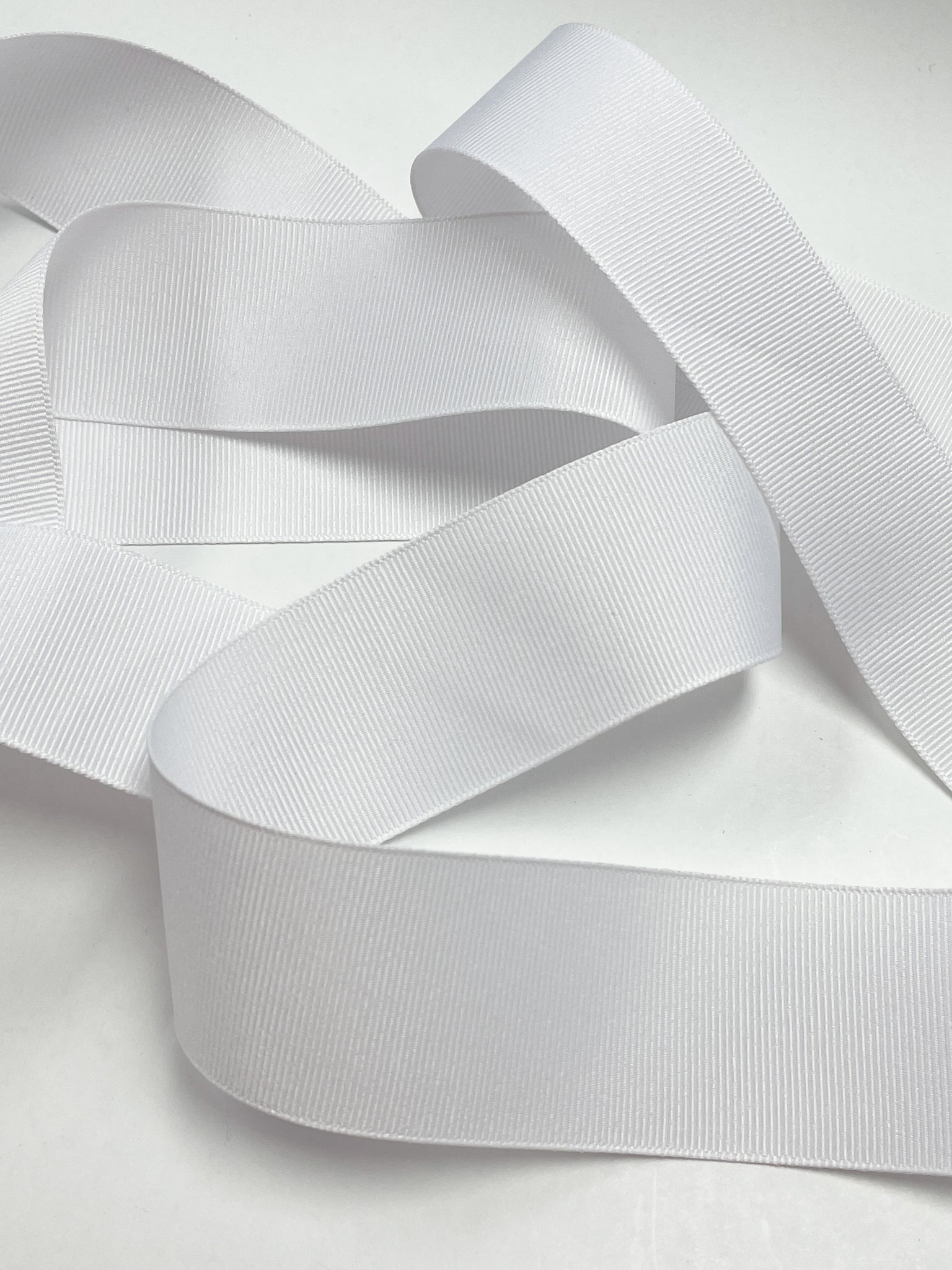 7 YD Polyester Grosgrain Ribbon - White