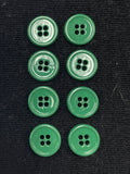 Buttons Plastic Set of 8 or 9 - Green