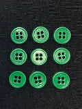 Buttons Plastic Set of 8 or 9 - Green