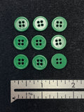 Buttons Plastic Set of 8 or 9 - Green