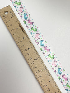 3 YD Polyester Printed Satin Ribbon - White with Unicorns and Stars