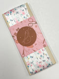 SALE 3 YD Polyester Printed Satin Ribbon - White with Pastel Flowers