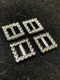 Slide Buckles Plastic Set of 4 - Silver