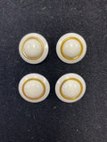 Buttons Plastic Set of 4 Vintage - Off White with Metallic Gold Ring