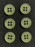 Button Plastic Set of 5 or 6 Vintage - Pale Army Green