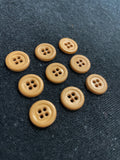 Button Plastic Set of 9 Vintage - Tan