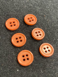 Button Plastic Set of 5 or 6 Vintage - Warm Caramel Brown