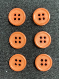 Button Plastic Set of 5 or 6 Vintage - Warm Caramel Brown