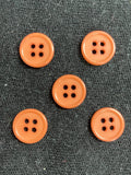 Button Plastic Set of 5 or 6 Vintage - Warm Caramel Brown