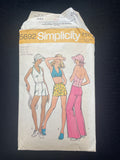 1973 Simplicity 5692 Sewing Pattern - Junior Petite Halter Tops, Pants, Shorts and Visor Scarf