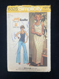 1974 Simplicity 6325 Sewing Pattern - Women's Knit Halter Dress and Top