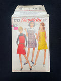 1968 Simplicity 7762 Sewing Pattern - Junior Petite Sun Dress or Jumper
