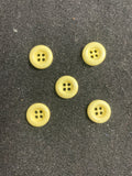 Button Plastic Set of 5 Vintage - Pastel Yellow