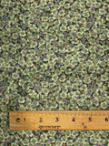 3+ YD Cotton/Poly Twill - Green Pansies with Purple Flowers