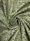 3+ YD Cotton/Poly Twill - Green Pansies with Purple Flowers