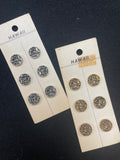 Button Plastic Set of 6 Vintage - Silver or Brass
