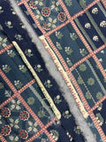 1 7/8+ YD Quilting Cotton Pre-Quilted Vintage - Navy and Dark Blue Patwork and Navy Blue with White Flowers