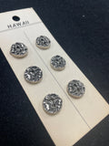 Button Plastic Set of 6 Vintage - Silver or Brass