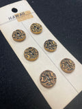Button Plastic Set of 6 Vintage - Silver or Brass