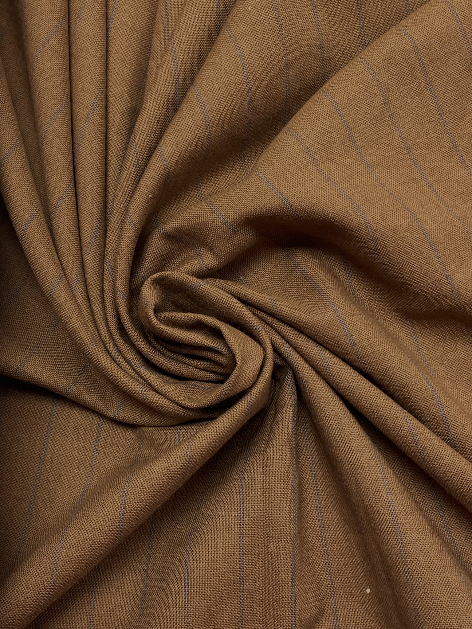 4 YD Polyester Blend - Light Brown with Gray Pin Stripes