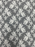 1 3/8 YD Nylon Floral Lace Vintage - Barely Off White