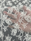1 3/8 YD Nylon Floral Lace Vintage - Barely Off White