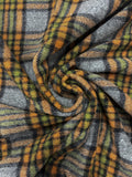 1 1/2+ YD Wool Thick Yarn-Dyed Plaid Vintage - Heather Gray, Orange, Green, and Black