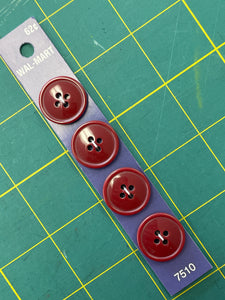 Button Set of 4 - Burgundy