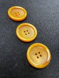 Button Plastic Set of 2 or 3 Vintage - Marbled Golden Yellow