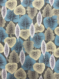2 3/8 YD Polyester - Blue, Ecru, and Purple Leaves