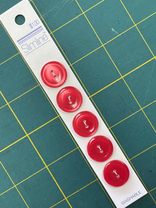 Button Set of 5 - Pearlized Red