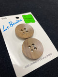 Button Wood Set of 2 Vintage - Natural